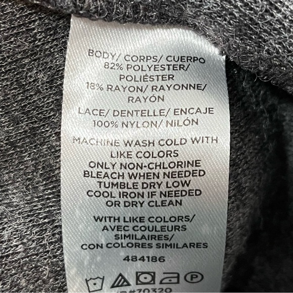 Loft Lace Hem Sweatshirt Womens Size Small Gray Long Sleeve Crew Neck - Picture 5 of 8